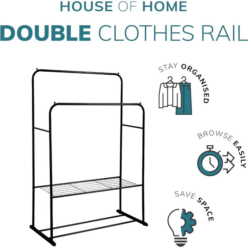 Double Clothes Rail in Black