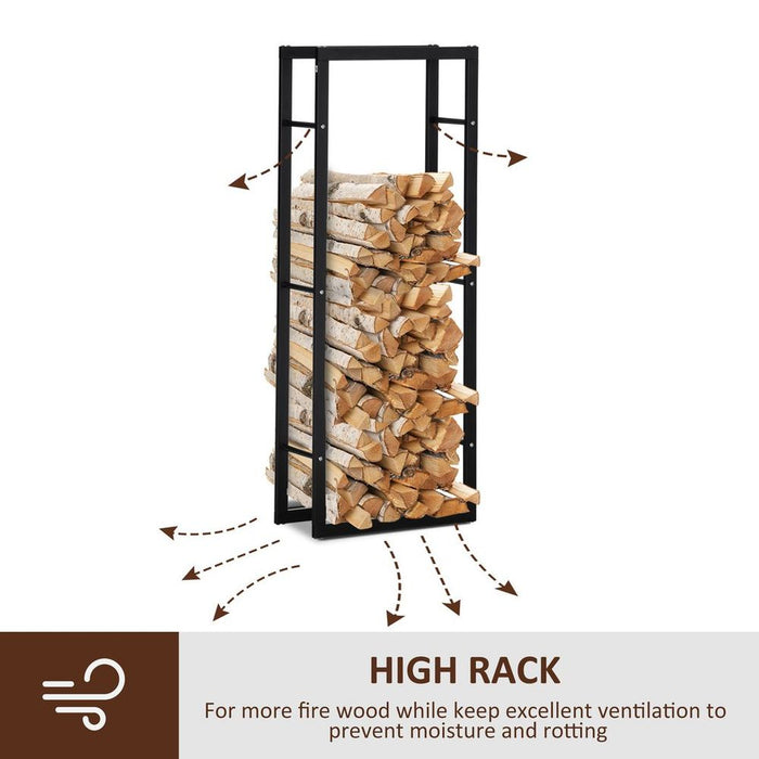 Premium 150cm Metal Firewood Log Rack - Sturdy, Elevated Design, Rust-proof - Holds 100kg of Wood