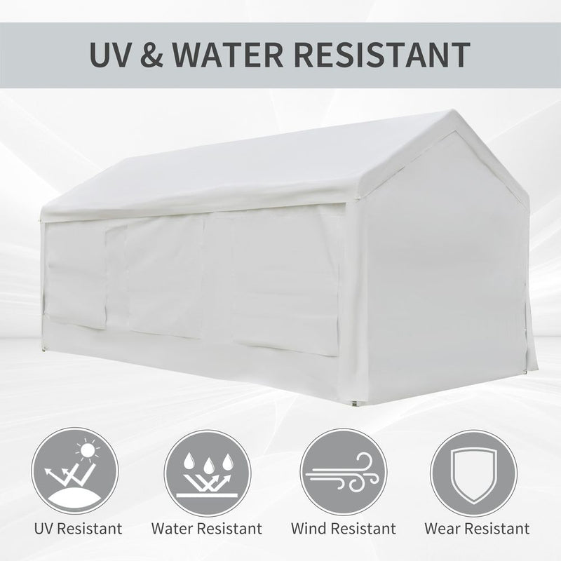 Premium 20x10 Car Tent | Outdoor Canopy Shelter | Water-Resistant | White