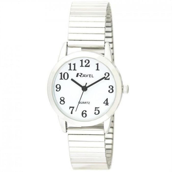 Premium White Dial Bracelet Watch: Ravel Ladies Expander R0232.01.2