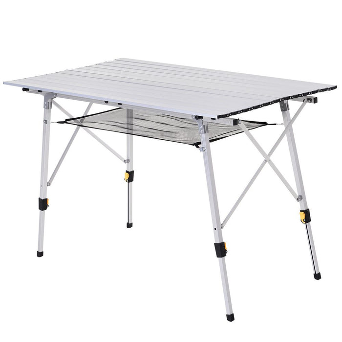 Ultimate Portable Roll-up Aluminium Folding Picnic Table - Outdoor BBQ, Party, Camping - Lightweight, Sturdy Design - Rubber leg pads - Secure Storage