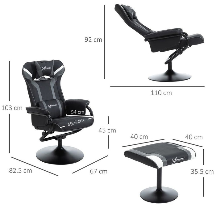 Premium Racing-Style Video Game Chair Set, Deep Grey - High Quality & Comfort