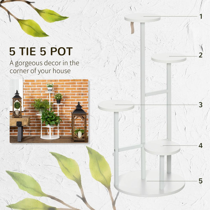 Premium 5 Tier Plant Stand: Flower Pot Holder Storage Organizer - Sturdy | Outsunny