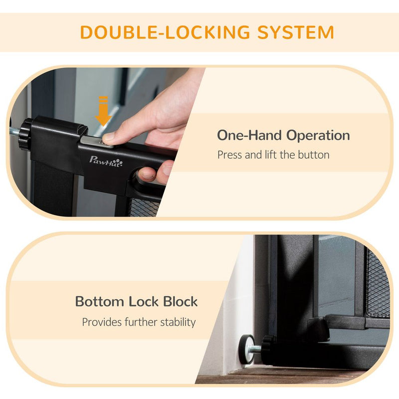 Premium Pressure Fit Safety Gate, Auto Close, 75-103 cm, Black - PawHut