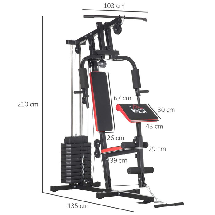 66kg Weight Multi Home Gym Machine for Full Body Strength Training, Red HOMCOM