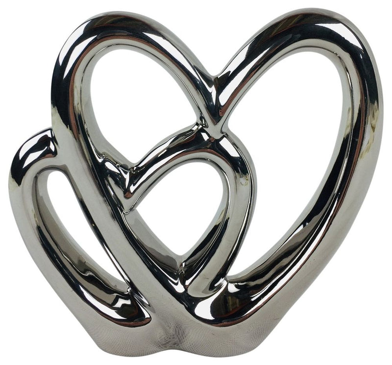 Premium Ceramic Double Heart Ornament - 21cm