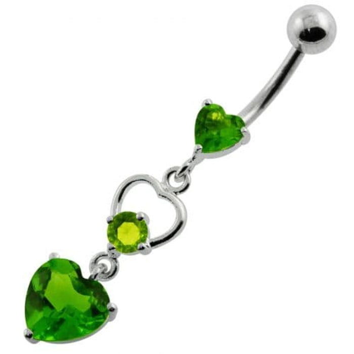 Jeweled Heart Cutout Navel Belly Piercing