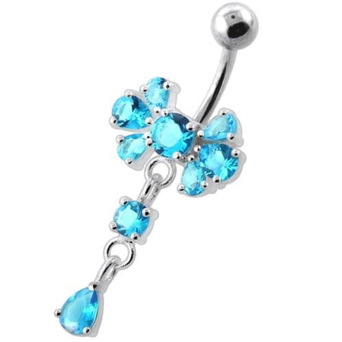 Fancy Flower Jeweled Navel Belly Ring