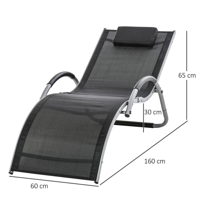 Ultimate Comfort Outdoor Lounger Chair - Removable Headrest, Aluminium Frame, Black - Ideal for Relaxation & Support