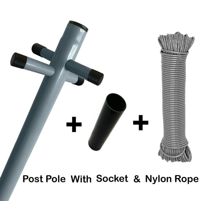 Premium 2.4m Clothes Post, Industrial Strength, Grey Tube, Easy to Install