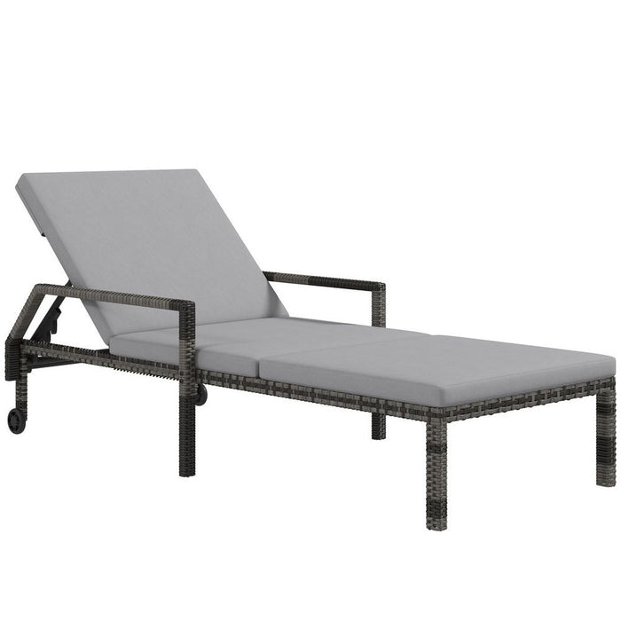 Ultimate All-Day Rattan Chaise Lounger w/ Adjustable Backrest & Wheels - Premium Quality