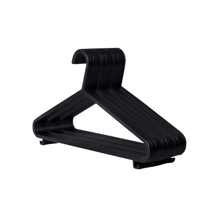 Premium Adult Black Plastic Hangers - Heavy Duty, Non-Slip, Coat, Clothes w/ Trouser Bar & Lips