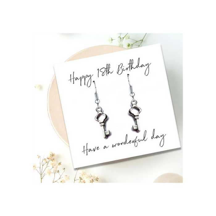 18th Birthday Silver Earrings & Message Card