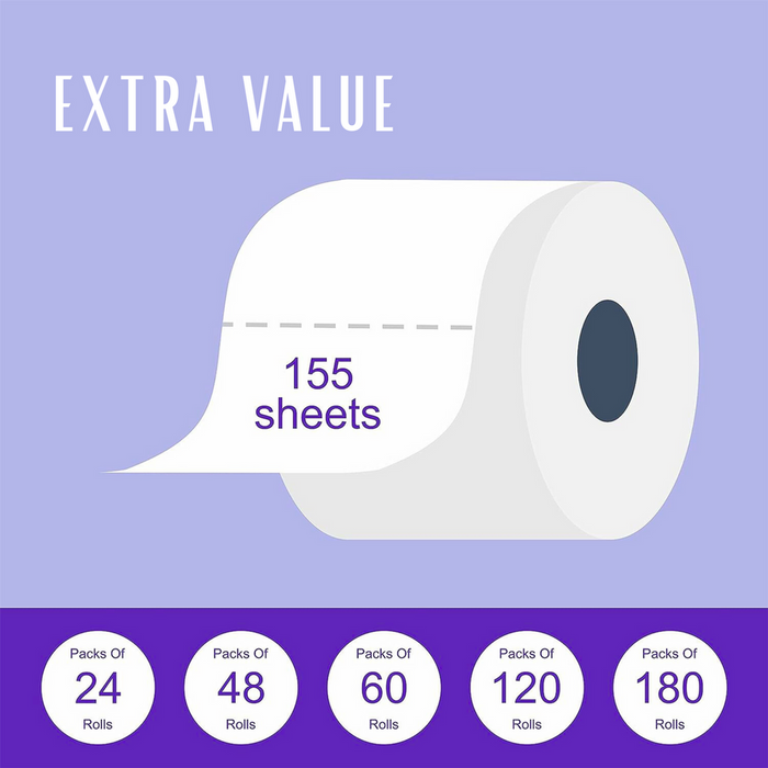 Vinsani Lavender 60 Toilet Rolls - Plush Quilted Design - Maximum Absorption - Lavender Bliss - Made in UK - Maximum Value