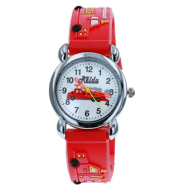 Relda Kids Fire Engine Red Silicone Strap Boy's Watch - REL48