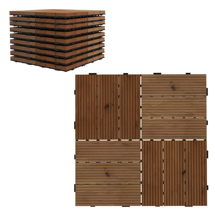 Premium Brown Patio Flooring Tiles - Set of 9 - Interlocking Design - High-Quality & Durable