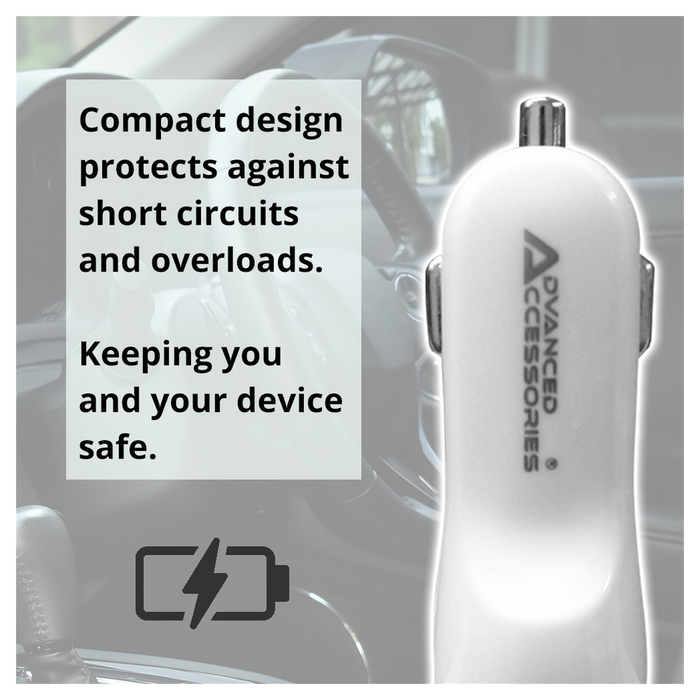 AA CHARGE-IT USB Car Charger-White