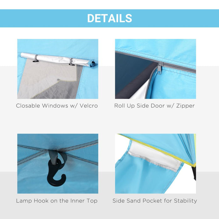 Outsunny 2 Man Pop-up Beach Tent Shade Shelter Hut - Light Blue