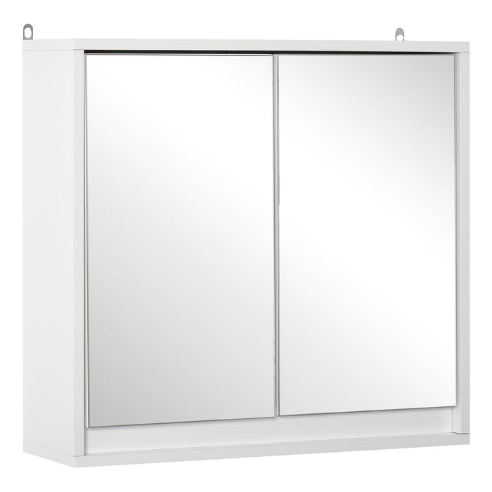 Wall Mounted Mirror Cabinet with Storage Shelf Bathroom Cupboard White