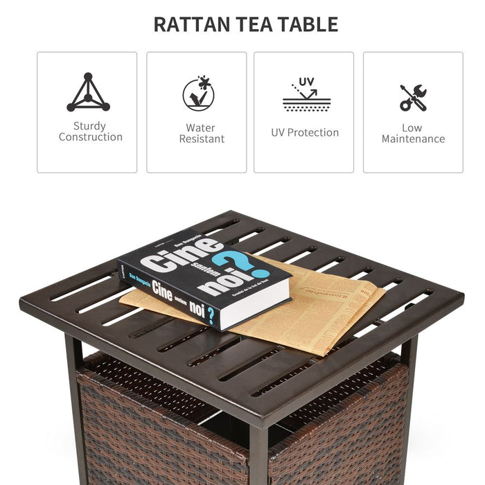 Outsunny Outdoor Rattan Coffee Table - Garden Backyard Essential