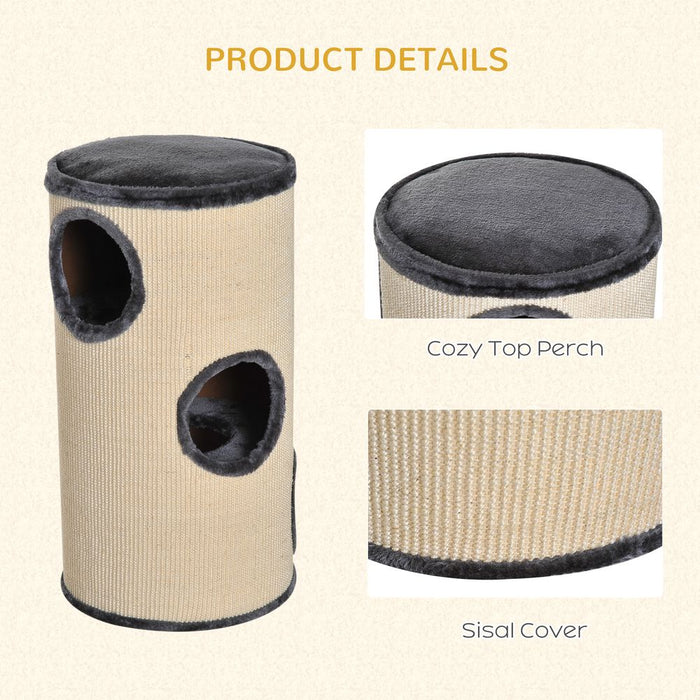 Premium Sisal Cat Scratching Barrel - Multi-Level Activity Center - High-Quality from Pawhut