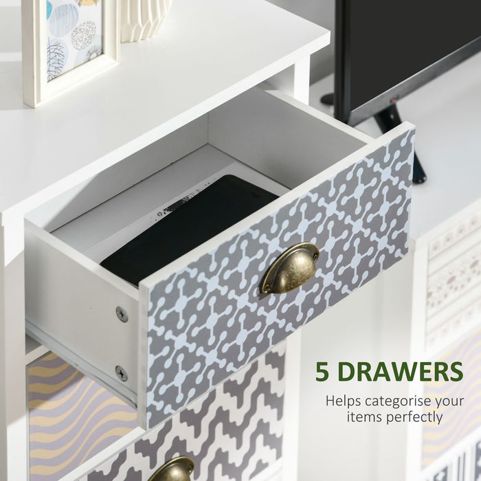 Premium Quality 5-Drawer Tallboy Dresser. Metal Handles, Storage Cabinet. Stylish & Durable. Perfect for Any Room!