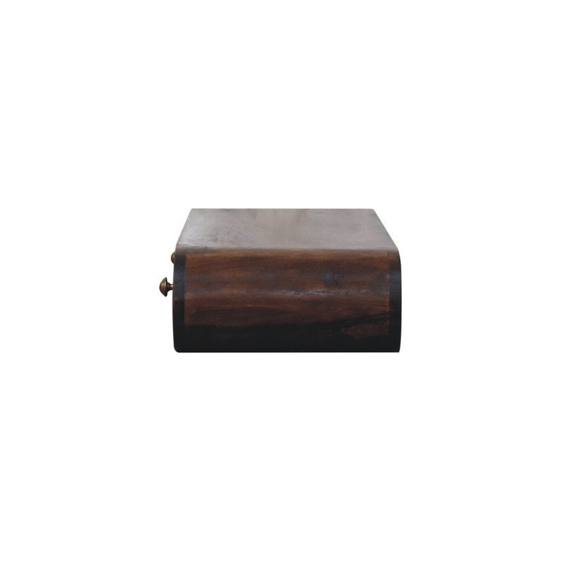 Artisan Furniture Solid Wood Wall Mounted California Walnut Console Table, 2 Drawers, Brown
