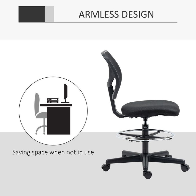 High-Quality Vinsetto Adjustable Draughtsman Chair with Footrest - Black