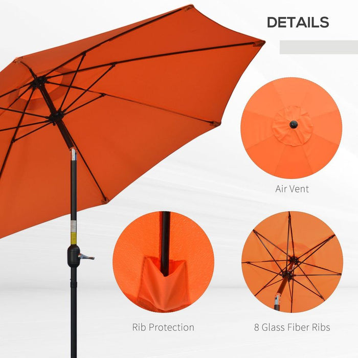 Outsunny 2.6M Patio Umbrella - Sunshade Canopy w/ Tilt & Crank Orange, Excellent Quality