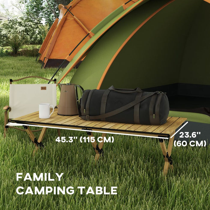 Premium Outsunny Foldable Camping Table - Durable Aluminium with Roll-Up Top - Perfect for Outdoor Activities and BBQs!