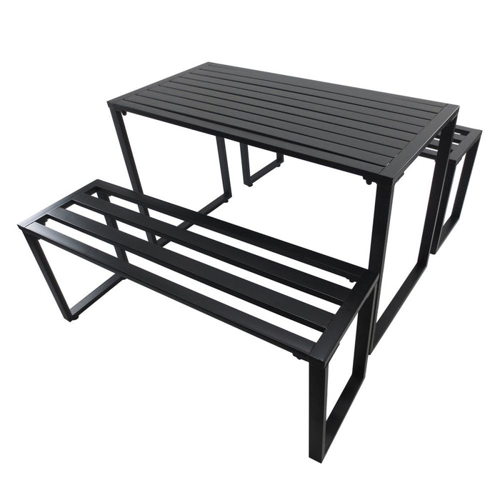 Premium Outsunny 3-Pc Metal Table & Bench Set - Black | Superior Quality Guaranteed | Transform Your Garden Instantly