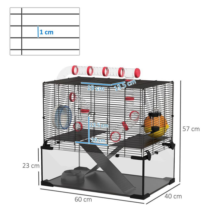 PawHut Hamster Cage w/ Tubes, Ramps, Platforms, Hut | High-Quality Upgrade for Happy Small Pets