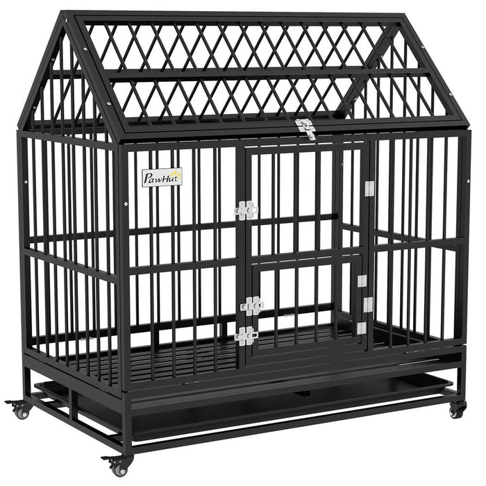 PawHut 48" Heavy Duty Dog Crate: Removable Tray, Openable Top