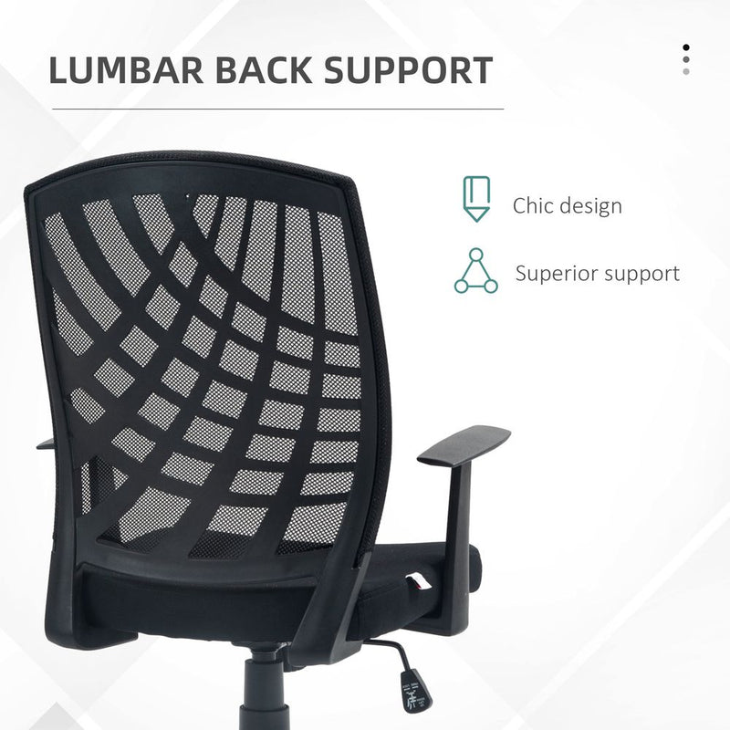 HOMCOM Mesh Office Chair - Adjustable, Ergonomic, Swivel - Black. High-Quality, Comfortable, & Convenient for All-Day Use.