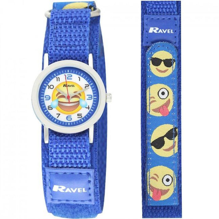 Ravel Childrens Velcro Emoji Watch Blue/Pink R1507.57 - CLEARANCE NEEDS RE-BATTERY