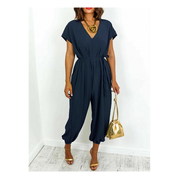 Ladies V Neck Tie Up Jumpsuit