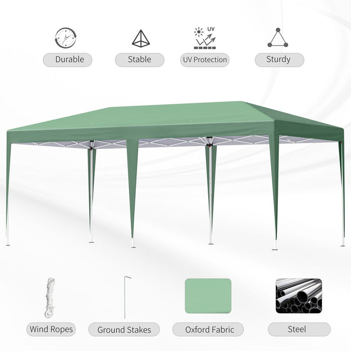 Pop Up Gazebo, Double Roof Foldable Canopy Tent, Green Heavy Duty