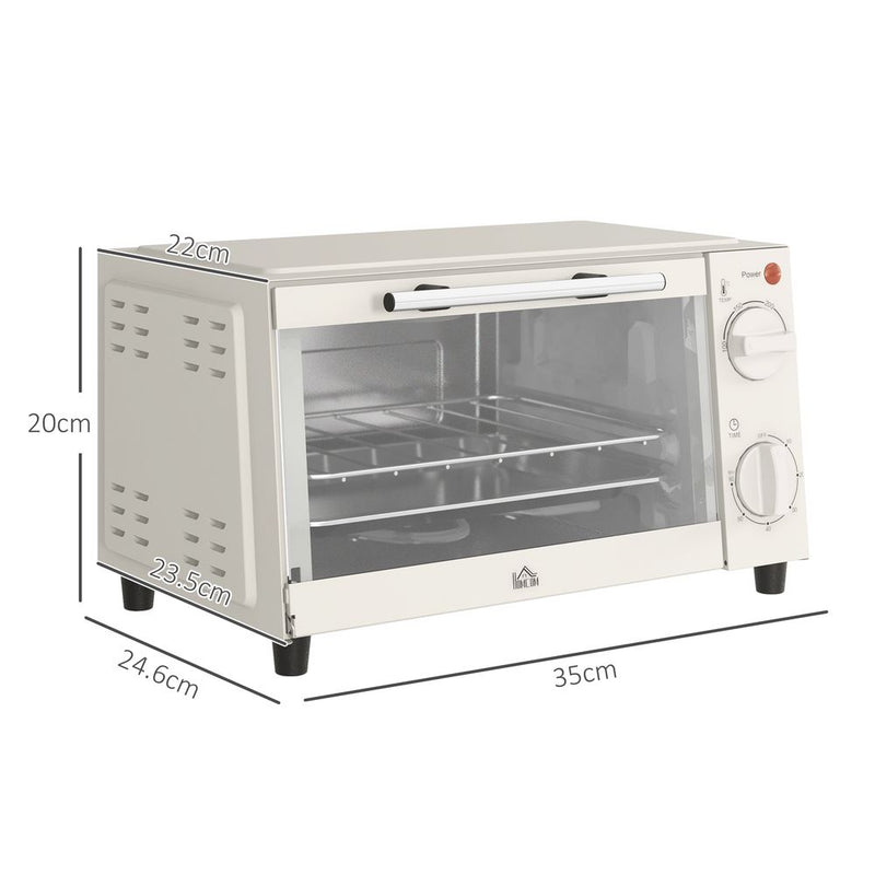 HOMCOM Mini Oven 9L Countertop Electric Grill with Temp Timer Control 750W