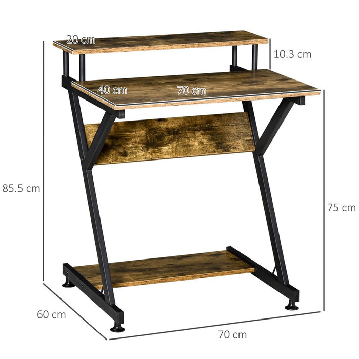 Premium Computer Desk: R-Shaped, Brown, Monitor Shelf, Storage. High-Quality, Space-Saving Design!