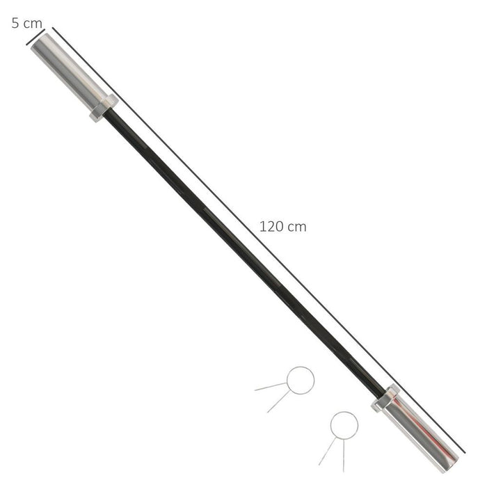 High-Quality 120cm EZ Curl Bar - 5cm Weight Plates - 8kg - Non-Slip Handle - Spring Clips - Professional Grade