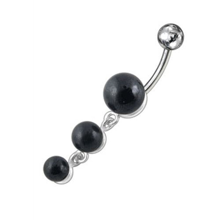 Fancy Pearl Jeweled Dangling Banana Bar Navel Body Jewelry Ring