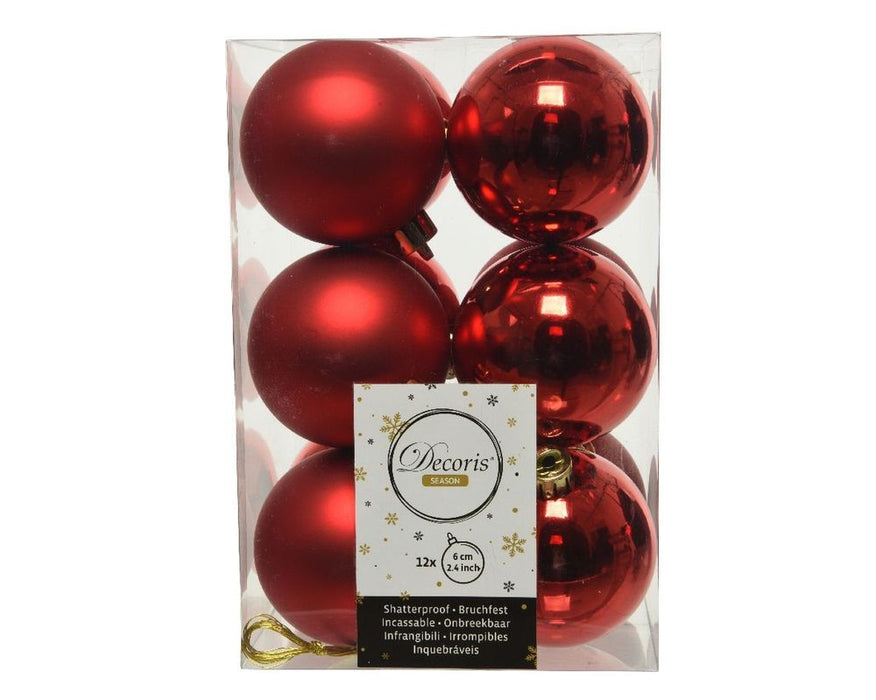 Shatterproof Christmas Red Bauble  6cm Pack of 12 - Christmas