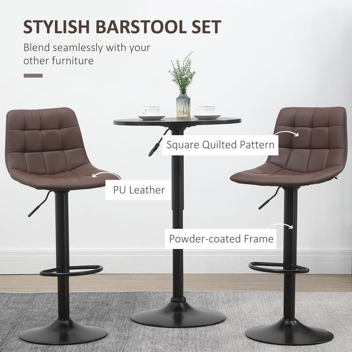 Premium Brown Adjustable Stools: Swivel & Footrest, Set of 2 - High-Quality Pub Home Furnishings