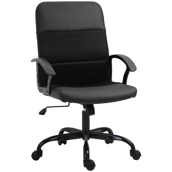 PVC Leather & Mesh Panel Blend Office Chair Swivel Seat w/ Padding Ergonomic