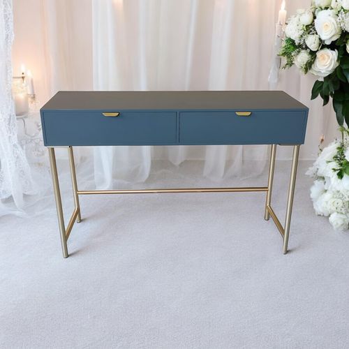 120CM BLUE WOODEN 2 DRAWER SIDE TABLE