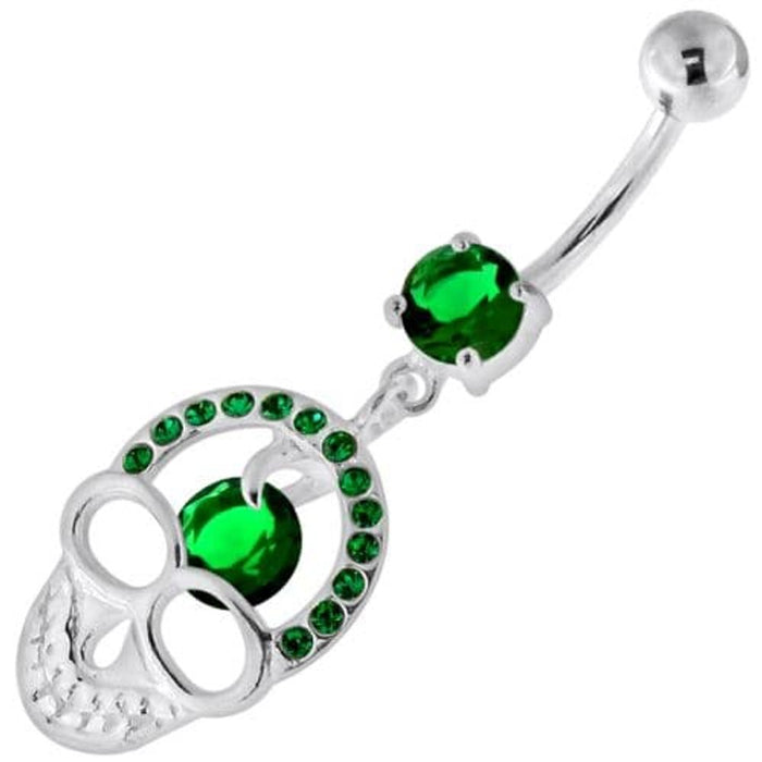 Jeweled Skull with center Stone Navel Belly Piercing