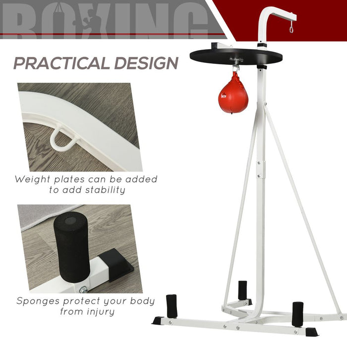 HOMCOM 170-190cm Freestanding Boxing Punch Bag Hanger & Speed Ball Station Platform Hanging Frame Home Gym