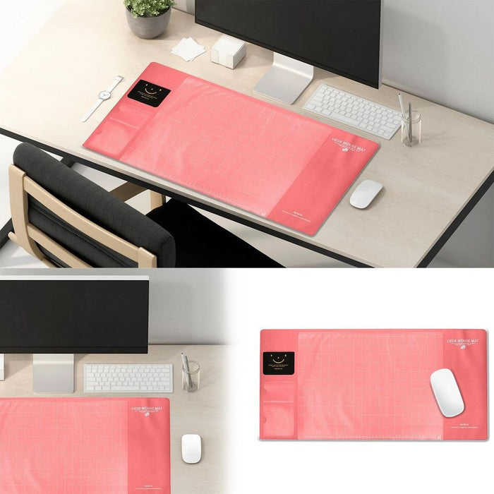 AQ Multifunctional Pink Office Desk Mouse Mat: Eco-friendly, PVC+DS Material - Calendar, Phone Holder & More!