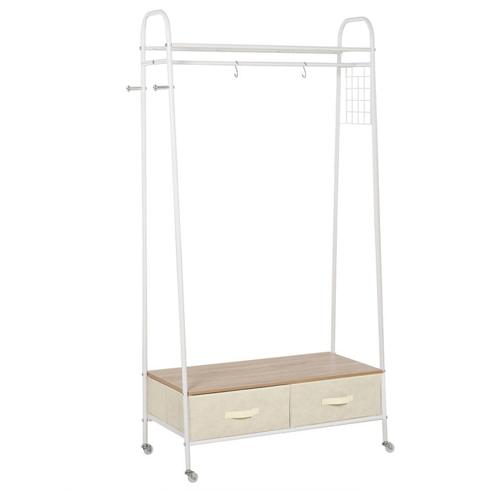 Clothes Rack Stand W/ 2 Drawers and Wheels