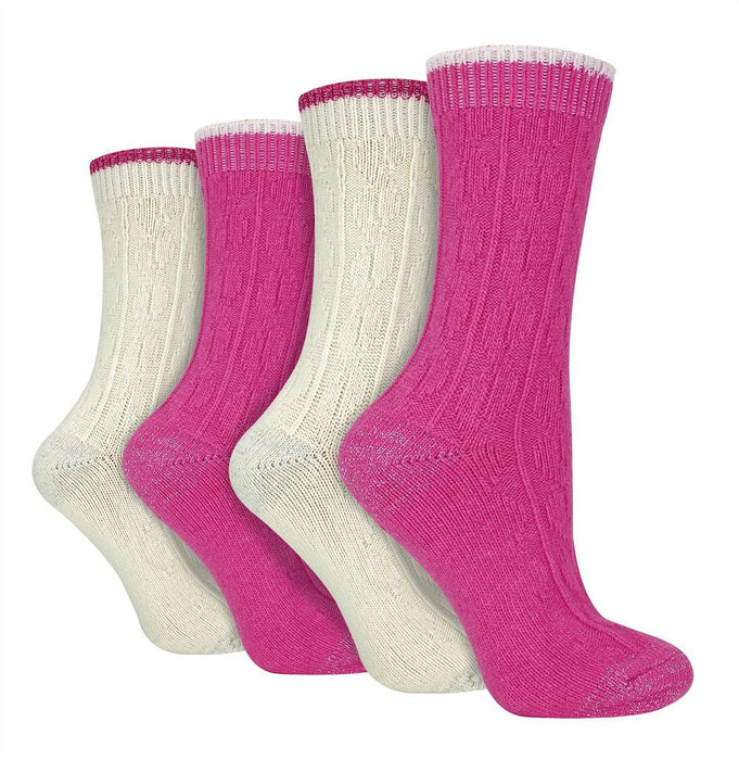 Wildfeet - Ladies 4 Pair Multi Pack Cashmere Bed Socks